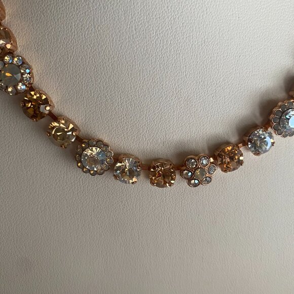 Mariana Flower Crystal Rose Gold Plated Champagne Blush Statement Necklace NWT - Picture 3 of 11